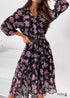Black dress with pink flowers